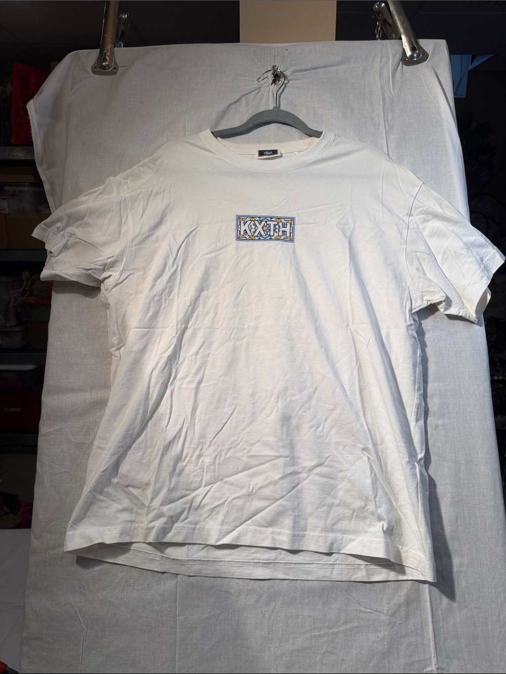 Kith White Short-Sleeve Tee with Multicolor Embroidered Tile Classic Logo